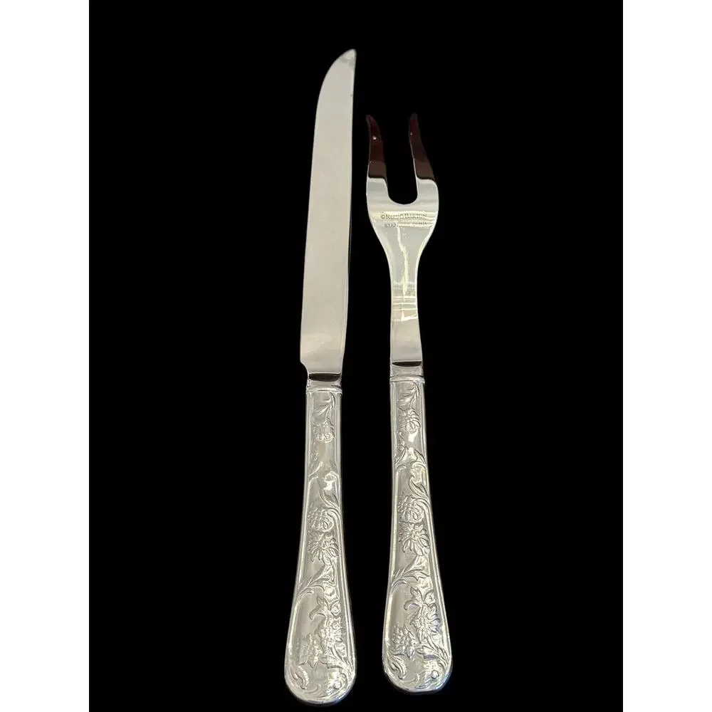 Reed & Barton Queen's Garden Small Solid 2-Pc Steak Carving Set DISCONTINUED Z